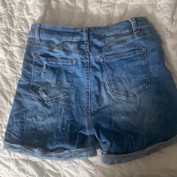 Blue Ripped Jean Shorts - Picture 2 of 2
